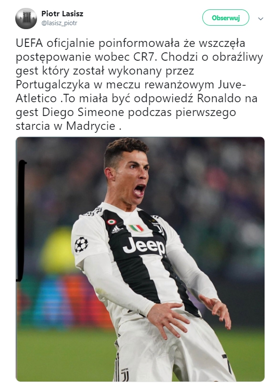 OFICJALNIE! UEFA rozpoczęła postępowanie ws. Ronaldo!